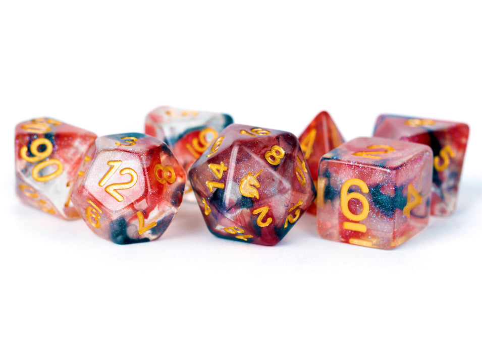 FUN! Unicorn Resin Polyhedral Dice Set Asst (20 Options): Rogue Rage