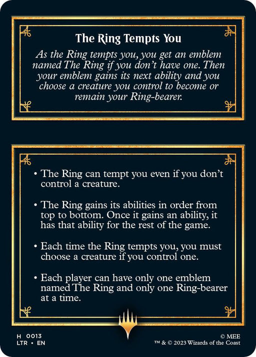 The Ring Helper Card (Back)