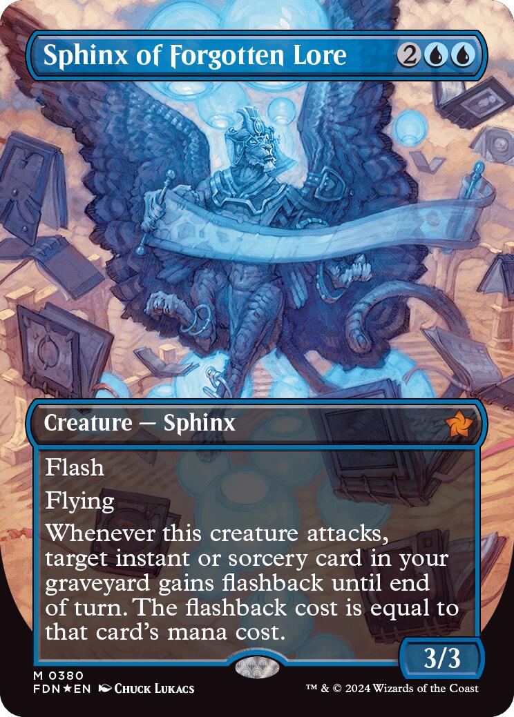 Sphinx of Forgotten Lore (Borderless) (Mana Foil) [FDN - 380]