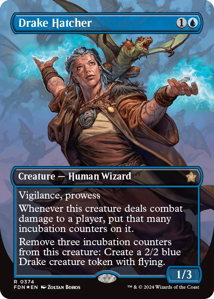 Drake Hatcher (Borderless) (Mana Foil) [FDN - 374]