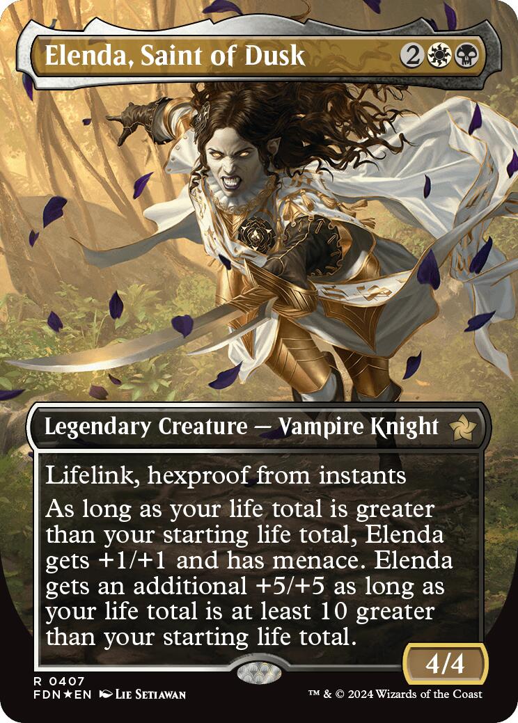 Elenda, Saint of Dusk (Borderless) (Mana Foil) [FDN - 407]