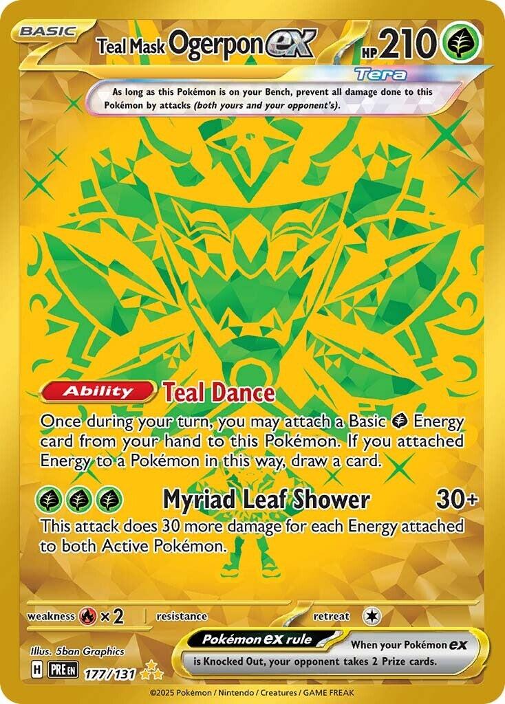 Pokemon Prismatic Evolutions Hyper Rare Teal Mask Ogerpon ex #177