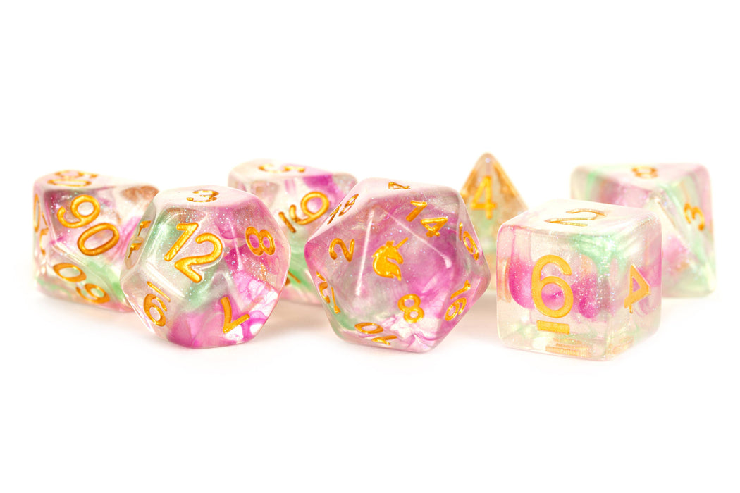 FUN! Unicorn Resin Polyhedral Dice Set Asst (20 Options): Rogue Rage