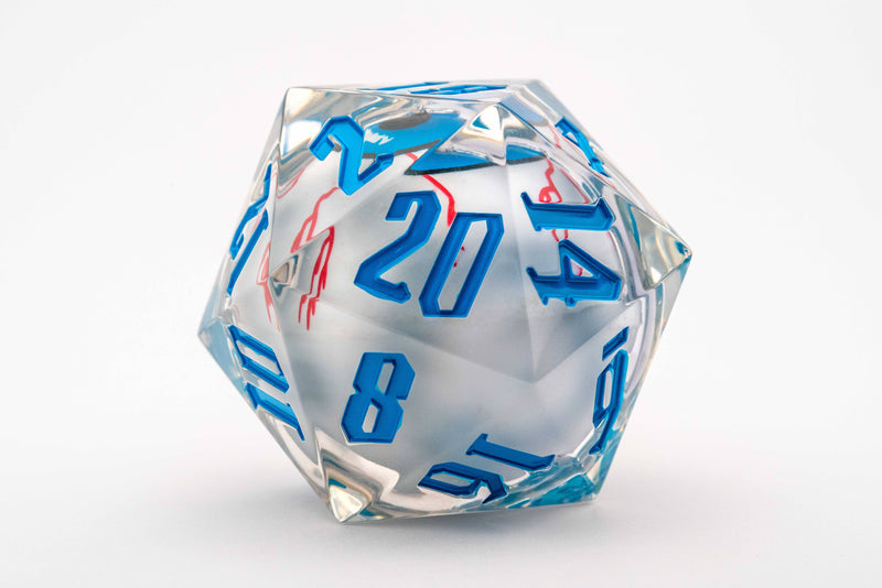 CRAZY Moving Eyeball Mammoth Liquid Core D20: Blue