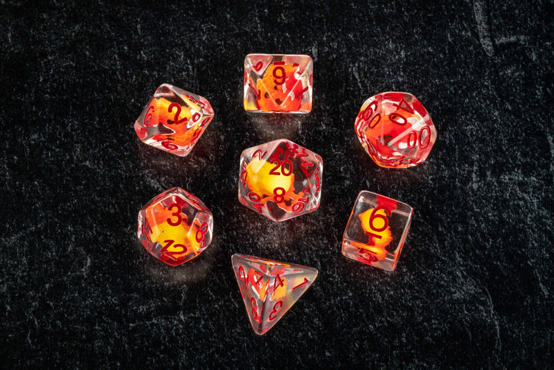 Dragon Storm Inclusion Resin Dice Set: Red Dragon