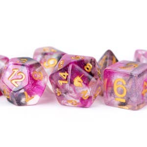 FUN! Unicorn Resin Polyhedral Dice Set Asst (20 Options): Violet Infusion