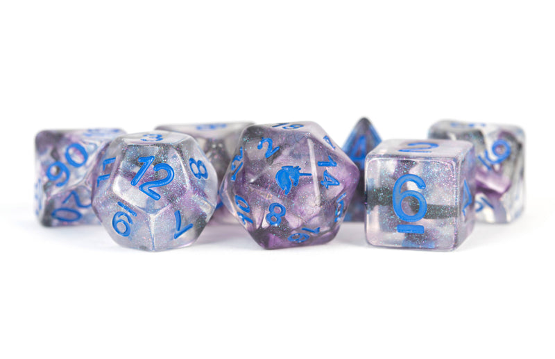 FUN! Unicorn Resin Polyhedral Dice Set Asst (20 Options): Phoenix Ash