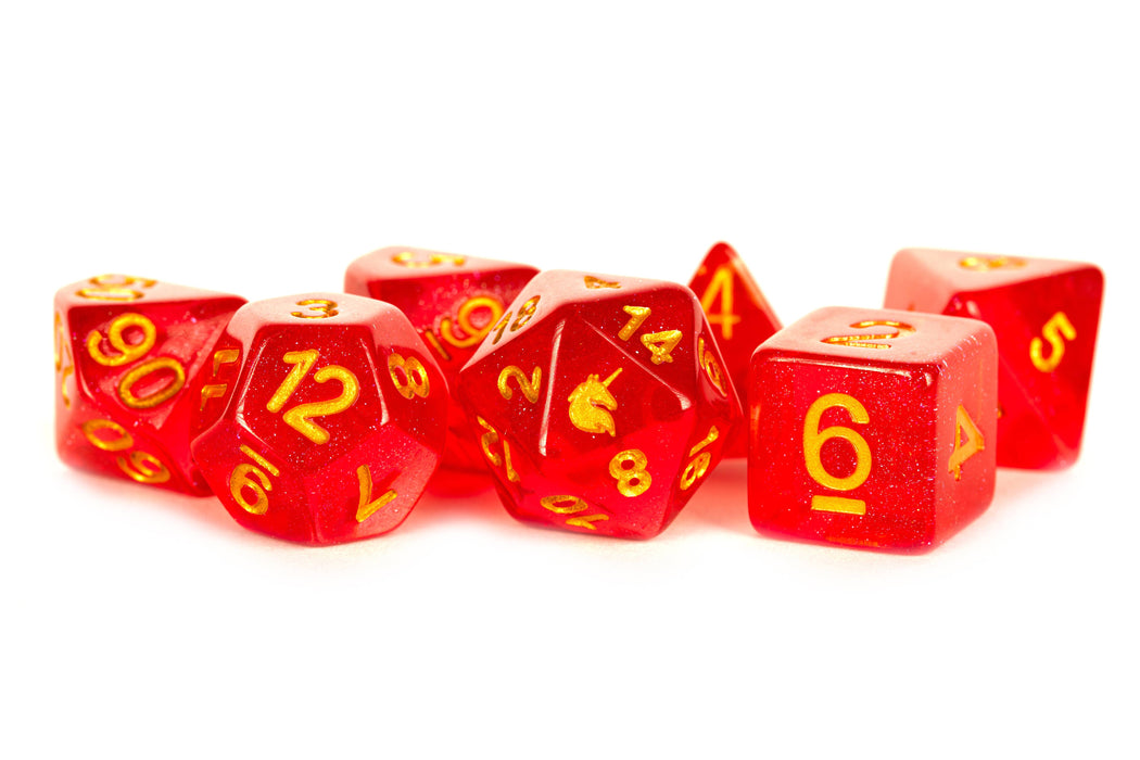FUN! Unicorn Resin Polyhedral Dice Set Asst (20 Options): Violet Infusion