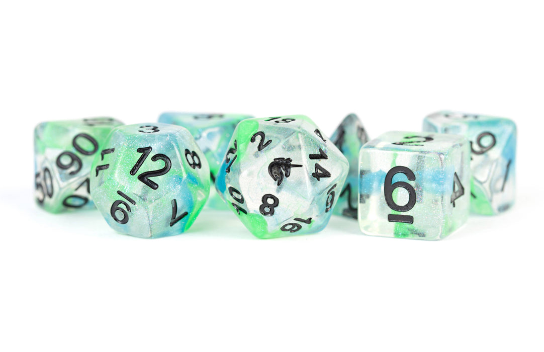 FUN! Unicorn Resin Polyhedral Dice Set Asst (20 Options): Violet Infusion