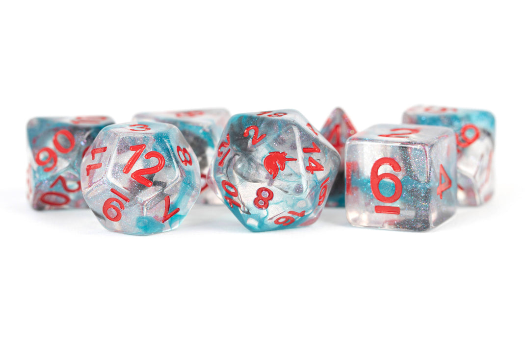 FUN! Unicorn Resin Polyhedral Dice Set Asst (20 Options): Violet Infusion