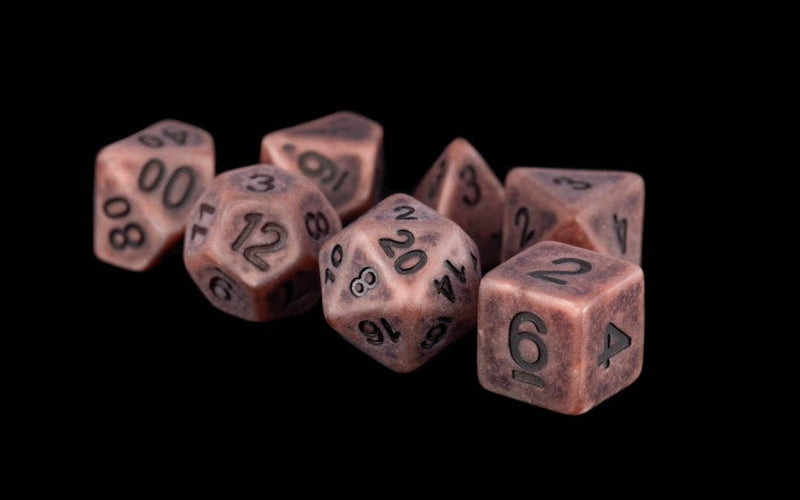 16mm Resin Polyhedral Set Colorful: Ancoent Copper