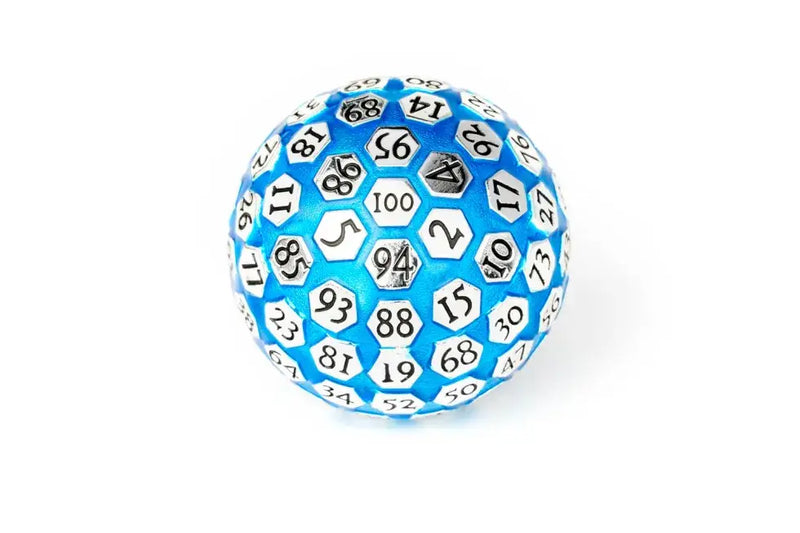 Mega Metal D100 Paperweight: Silver with Blue Enamel