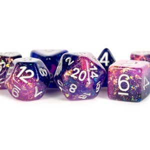Resin Polyhedral Colorful Eternal Dice Set: Purple/Blue