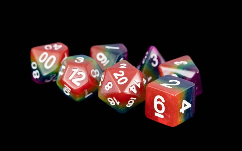 16mm Resin Polyhedral Colorful Dice Set: Rainbow