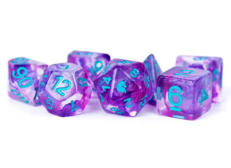Unicorn Resin Polyhedral Dice Set: Violet Infusion