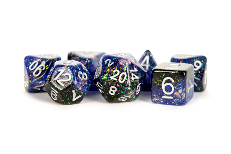 Resin Polyhedral Colorful Eternal Dice Set: Blue/Black