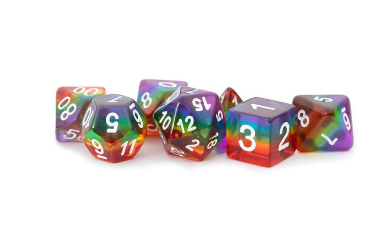16mm Resin Polyhedral Colorful Dice Set: Translucent Rainbow
