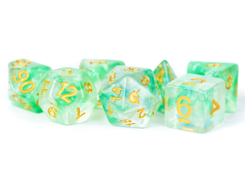 Unicorn Resin Polyhedral Dice Set: Icy Everglade