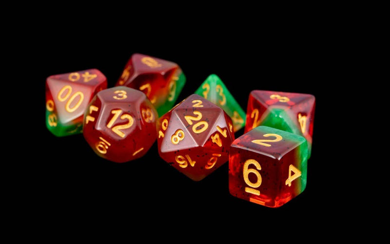 16mm Resin Polyhedral Colorful Dice Set: Watermelon